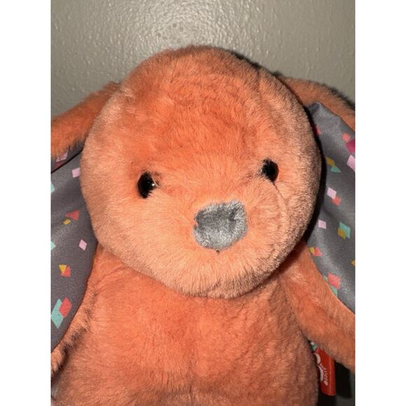 B Softies Happy Hues Bunny Rabbit Plush Stuffed Animal Orange Confetti Easter - Picture 9 of 13